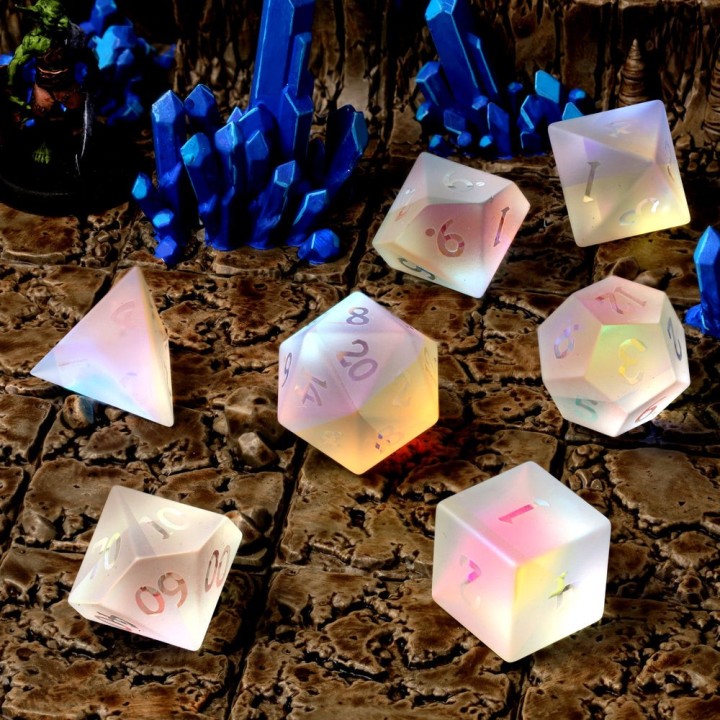 GlassStaff - Dice Set (Glass) - Prismatic Frost