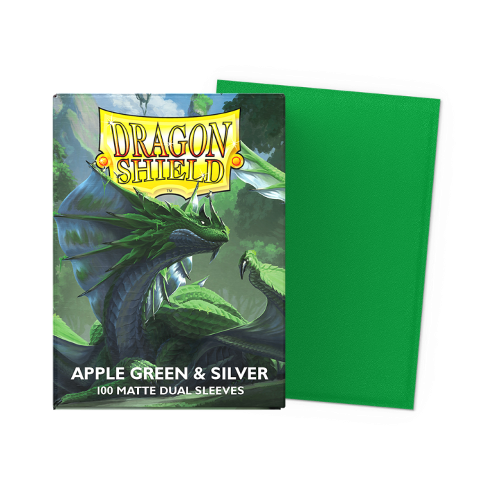 Dragon Shield - Matte Dual Sleeves (Standard) - Green & Silver (100 Sleeves)
