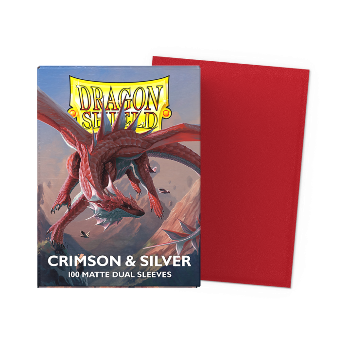 Dragon Shield - Matte Dual Sleeves (Standard) - Crimson & Silver (100 Sleeves)