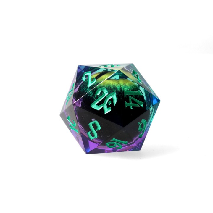 GlassStaff - d20 33mm (Floating Eyes) - Forest Dragon's Gaze