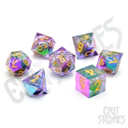 GlassStaff - Dice Set (Floating Eye) - Eldritch Iris Electroplated