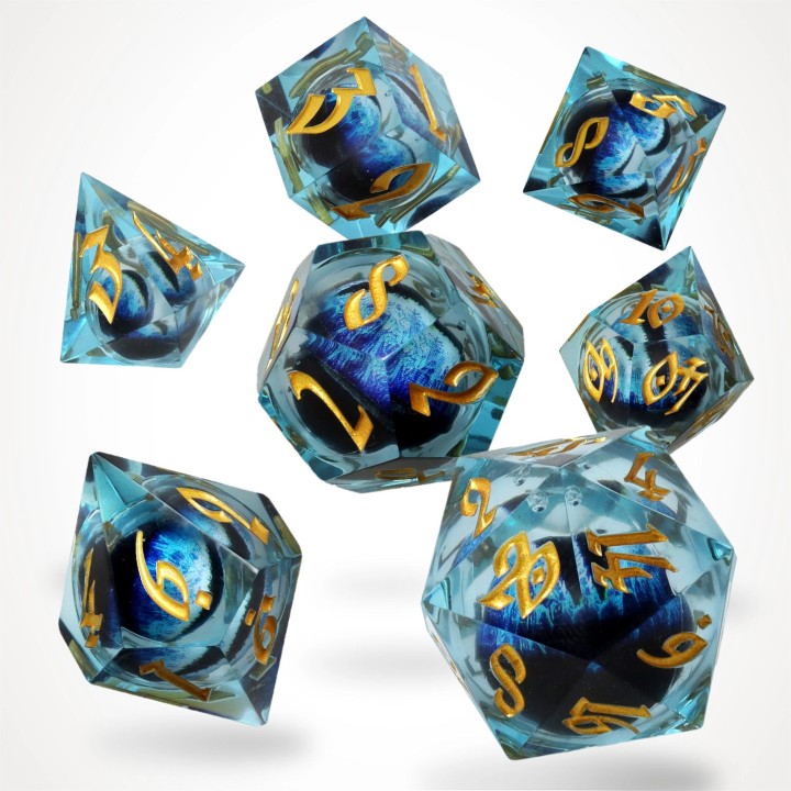GlassStaff - Dice Set (Floating Eye) - Ice Dragon's Gaze