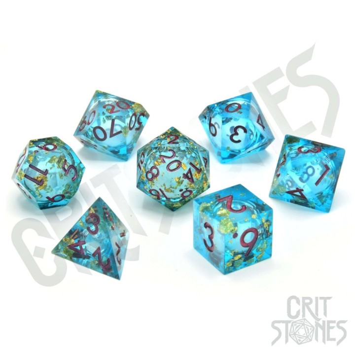 GlassStaff - Dice Set (Liquid Core) - Aqua Astra