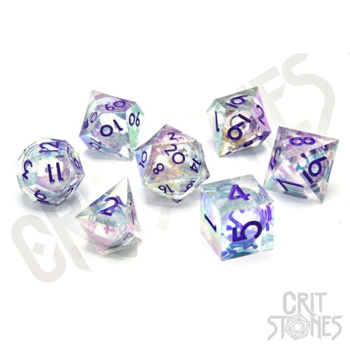 GlassStaff - Dice Set (Liquid Core) - Meridian Mystique Electroplated