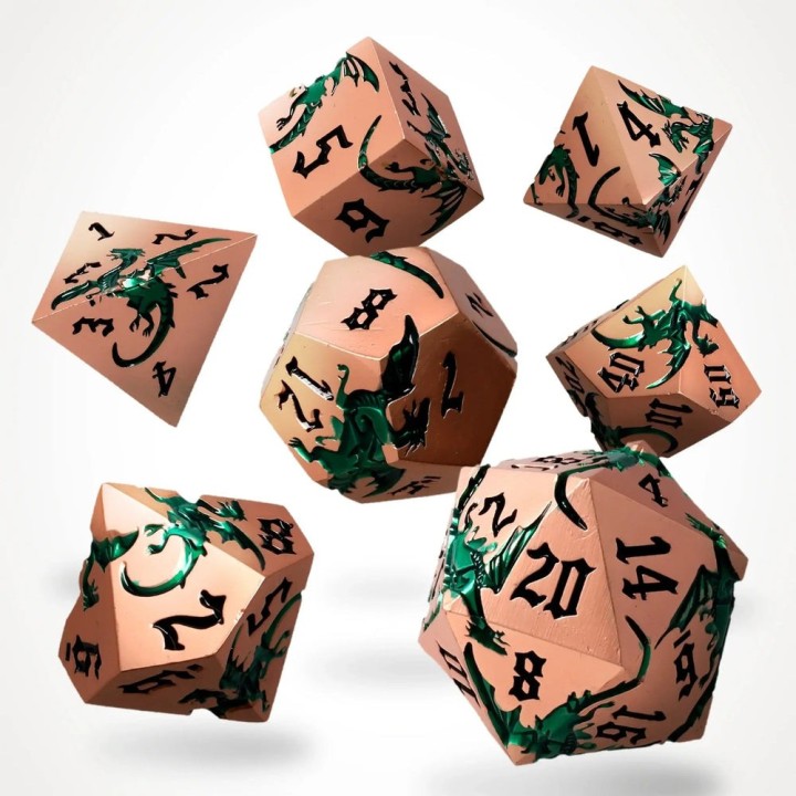 GlassStaff - Dice Set (Metal) - Viridian Flame