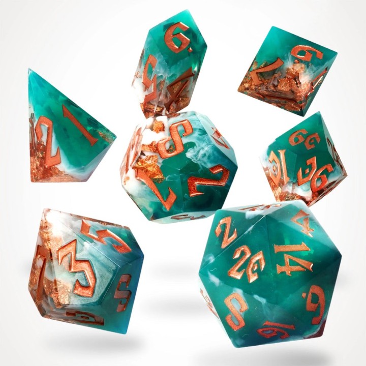 GlassStaff - Dice Set (Resin) - Mystic Marine Sharp Edge