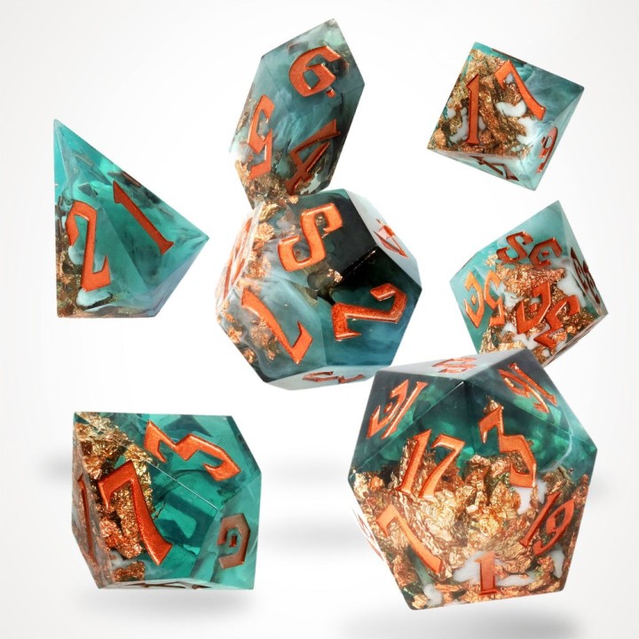 GlassStaff - Dice Set (Resin) - Oceanic Oracle Sharp Edge