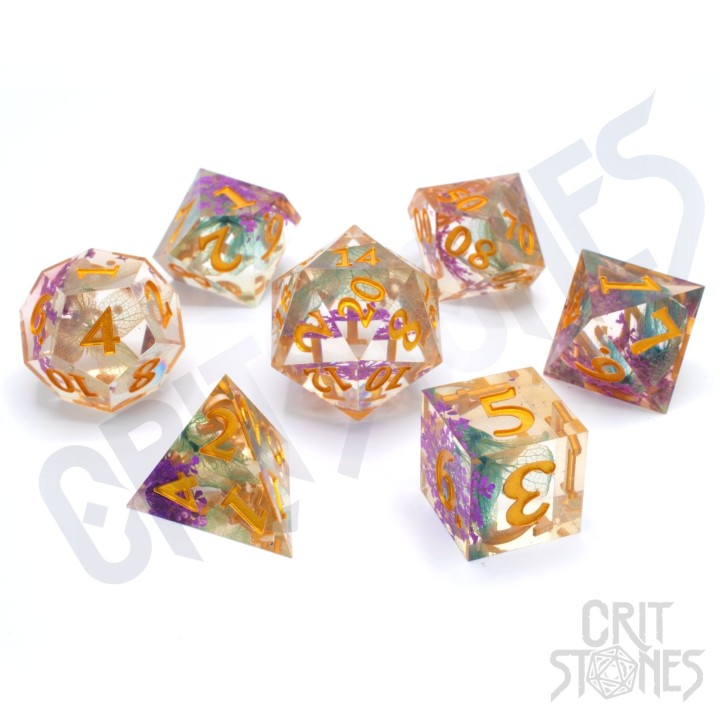 GlassStaff - Dice Set (Resin) - Rose Bloom Sharp Edge