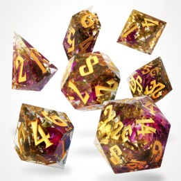 GlassStaff - Dice Set (Resin) - Sunlit Garden Sharp Edge